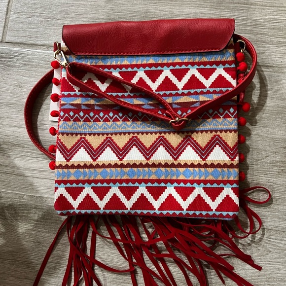 Boho Aztec fringe crossbody bag - Picture 3 of 6